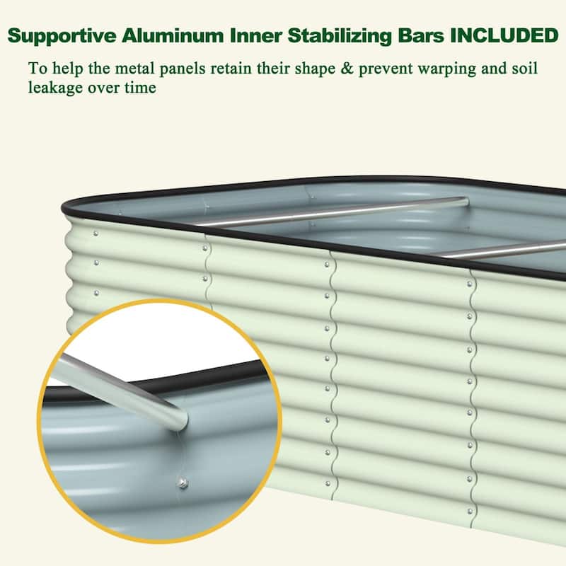 VEIKOUS 24''H Galvanized Raised Garden Bed, Durable Outdoor Planter Box with Rust-Resistant Steel