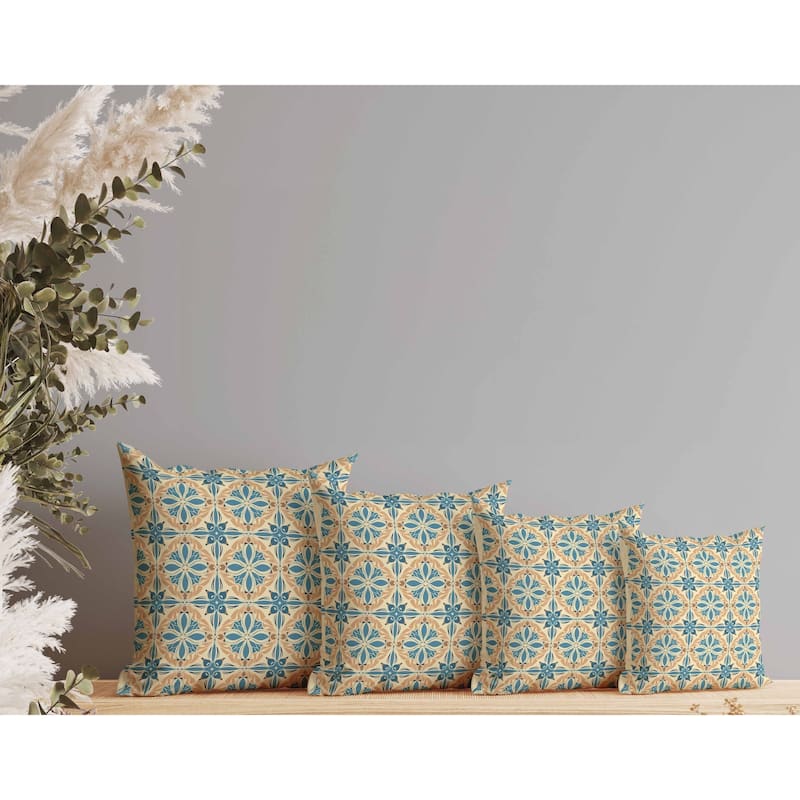 Classic Crest Faux Suede Reversible Throw Pillow Blue and Beige