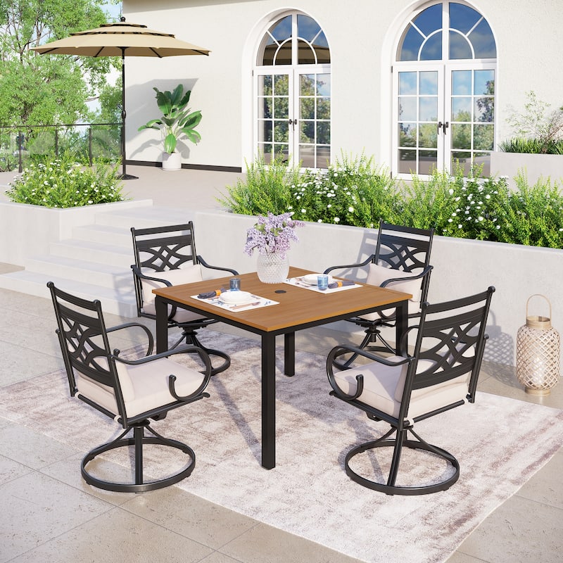 MAISON ARTS 7/5-piece Patio Dining Set, 6 Metal Patio Dining Chairs and 1 Metal Dining Table