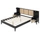 preview thumbnail 24 of 28, Queen Size Rattan and Wood Platform Bed Frame with 2 Nightstands and Lamps