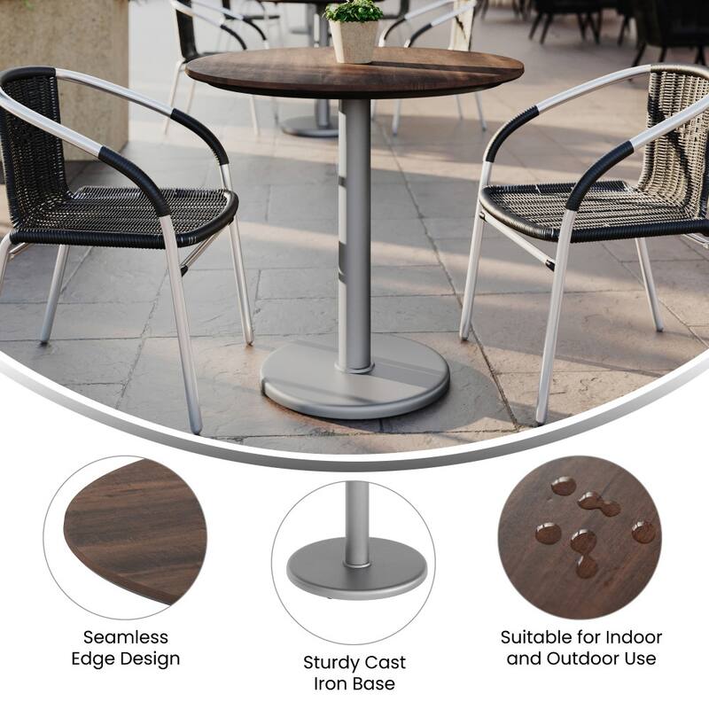 Commercial All-Weather HPL Tabletop with Round Base