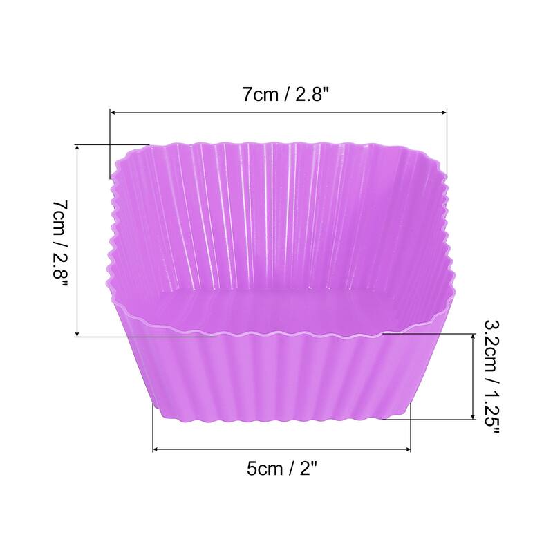 Silicone Cupcake Baking Cups, 2.8" Square Muffins Liners - Purple - 36Pcs