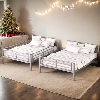 2 In 1 Full Over Full Metal Bunk Bed With Sturdy Frame