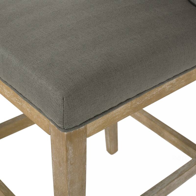 2PCS Fabric Counter Wood Frame Bar Stool