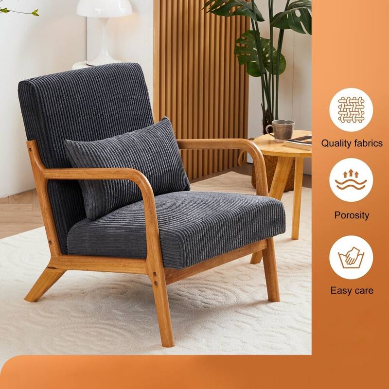 Mid-century Modern Accent Chair with Upholstered Pillow
