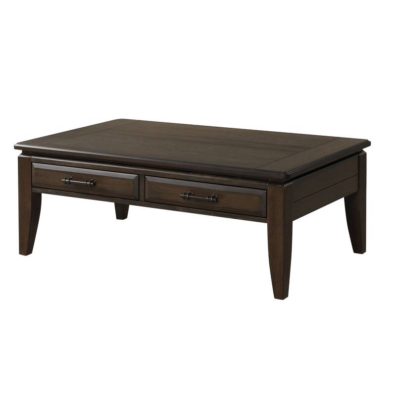 Mahogany Traditional Cocktail Table with Storage and Side Mounted Guides