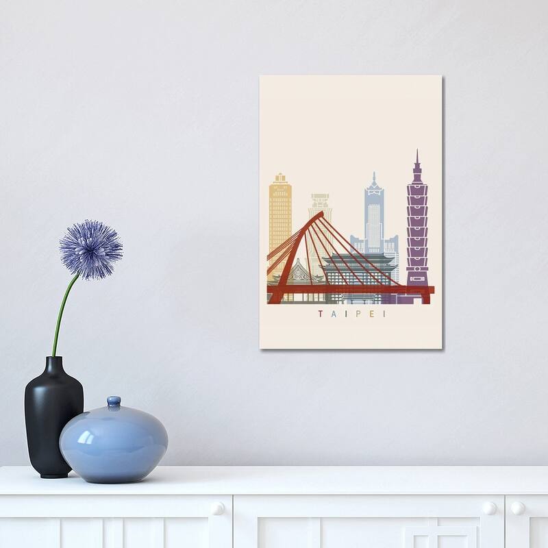 iCanvas "Taipei Skyline Poster" by Paul Rommer Canvas Print - 18x12x1.5