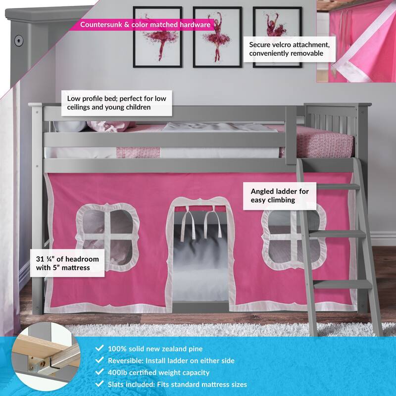Max and Lily Twin over Twin Low Bunk with Curtains