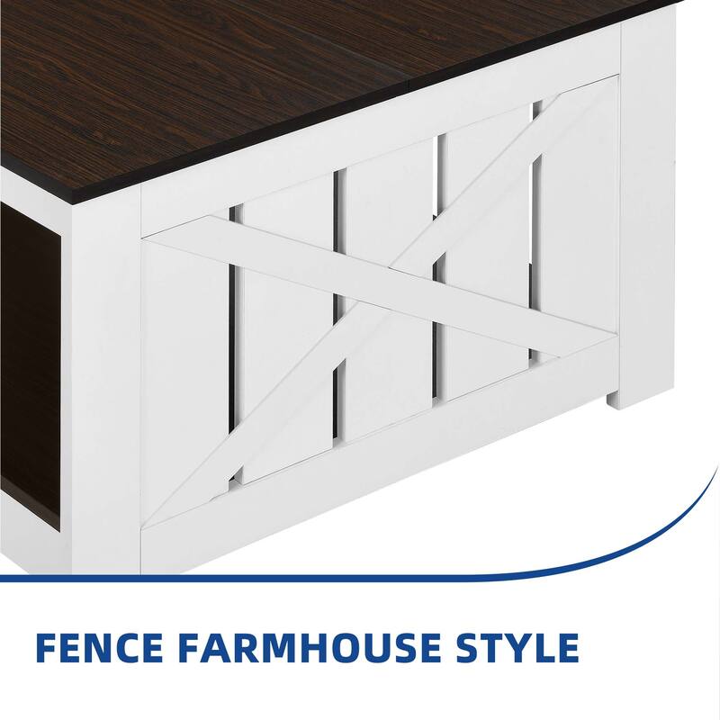 Moasis Farmhouse Coffee Table with Storage for Living Room Square Center Table