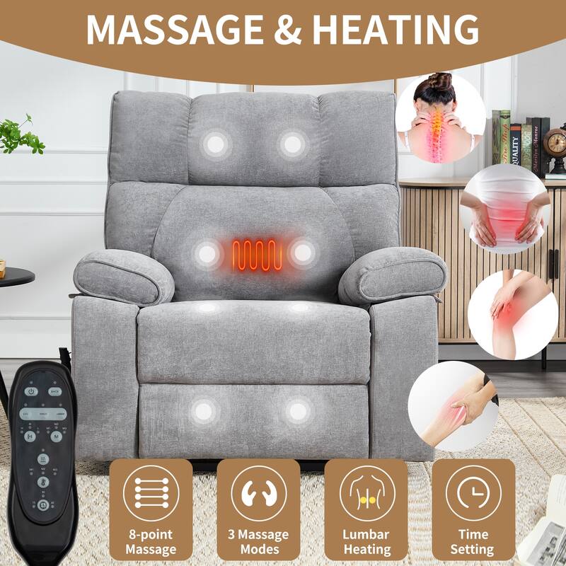 Heat Massage Dual Motor Infinite Position Large Electric Power Lift Recliners