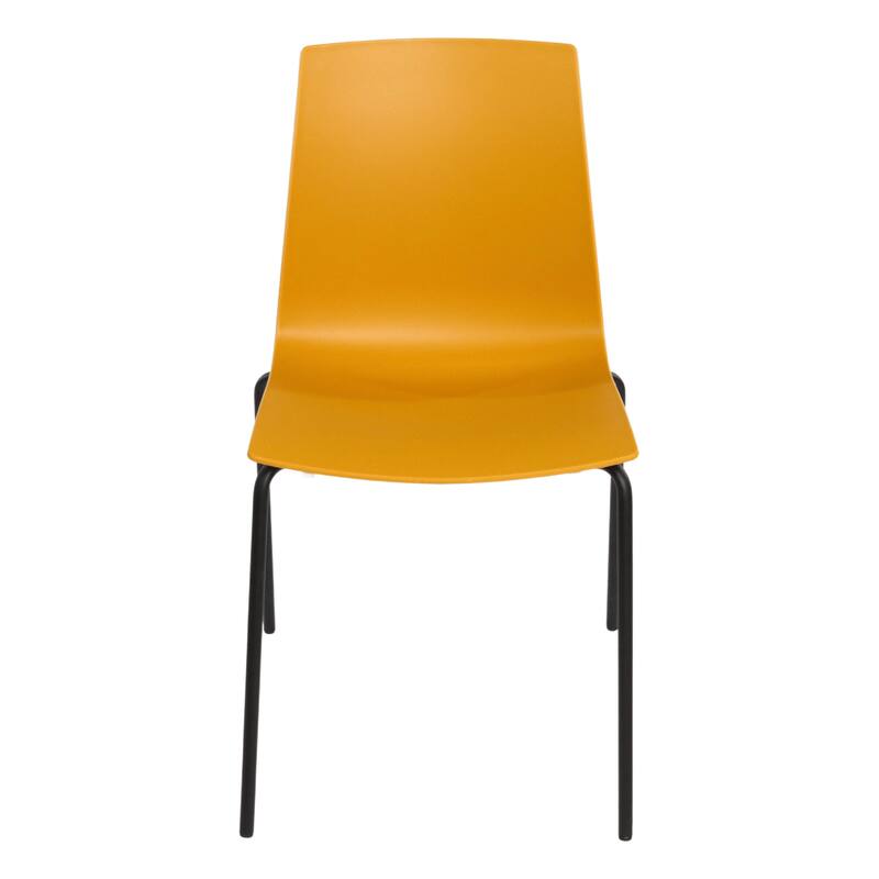 Furnish Theory Aero-S Pro Indoor/Outdoor Stackable Dining Side Chairs Polypropylene Shell & Powder-Coated Steel Legs (Set of 2)