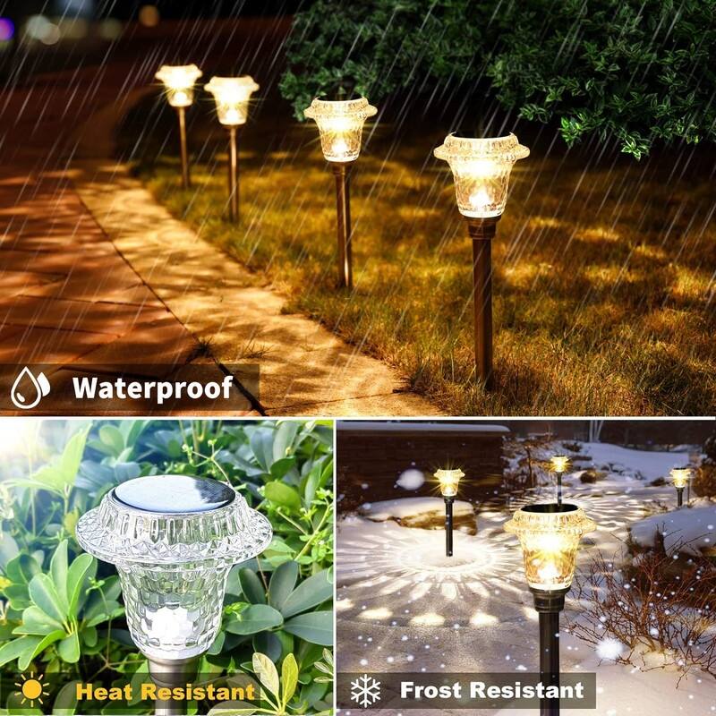 4 Pack Solar LED Landscape Lights, Waterproof Outdoor Pathway, Garden, Yard, or Lawn Lighting - N/A