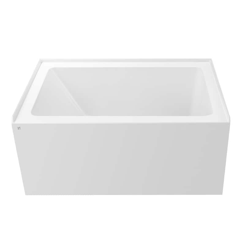 Vanity Art Alcove Soaking Acrylic Bathtub - Right (48" x 32") - White/Matte Black