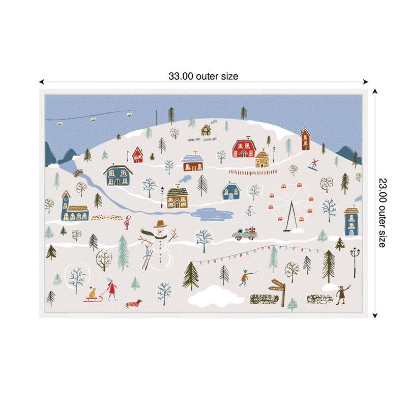 Kate and Laurel Sylvie Framed Canvas A Winter Village by Vicky Yorke