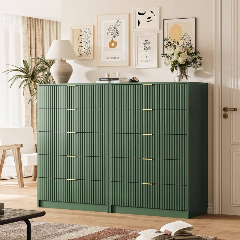 5 Drawer Dresser, 32 Inch Wide Chest with Gold Handles for Bedroom Living Room
