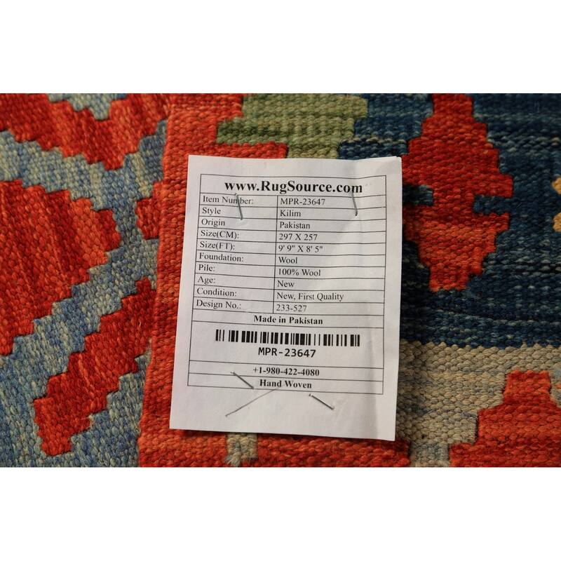 Colorful Kilim Oriental Area Rug Hand-Woven Wool Carpet - 8'5"x 9'9"
