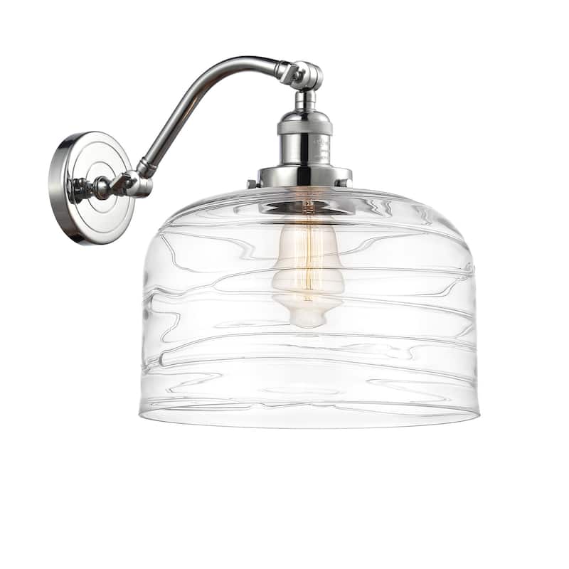 Innovations Lighting 515-1W-13-12-L Bell Sconce Bell 13" Tall Wall - Polished Chrome / Clear Deco Swirl