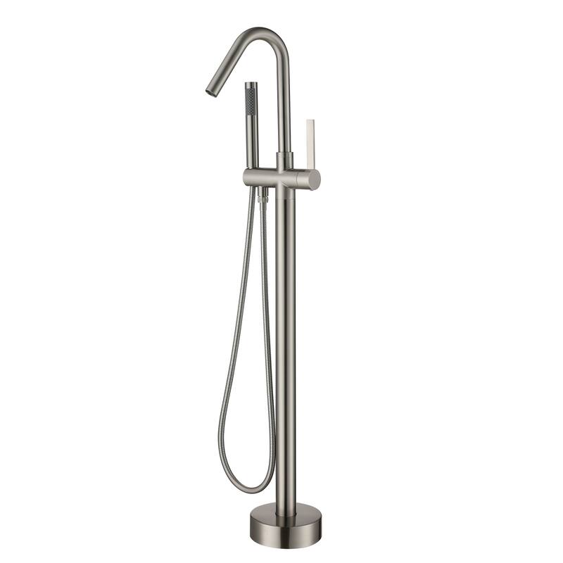 CASAINC Freestanding Single-Handle Bathtub Faucet with Hand Shower - BrushedNickel