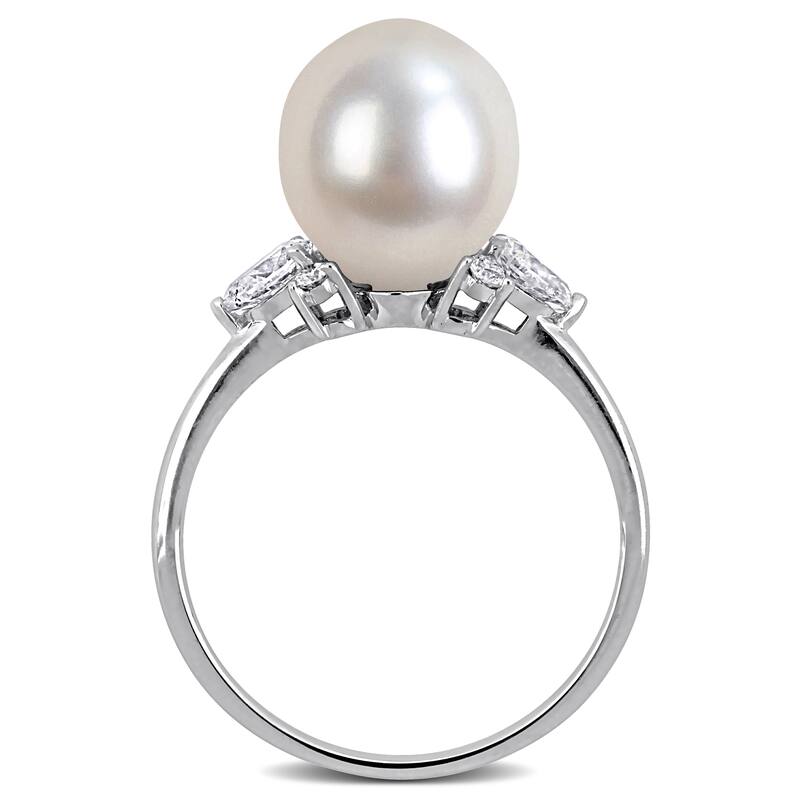 Miadora Cultured Freshwater Pearl and Gemstone Ring White or Yellow 14k Gold