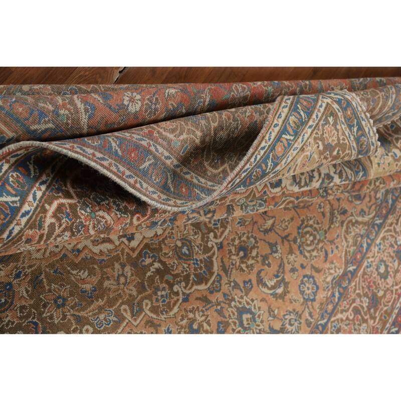 Traditional Kashan Persian Vintage Area Rug Hand-Knotted Wool Carpet - 8'1" x 11'5"