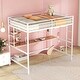 preview thumbnail 3 of 8, Useful Design Metal Loft Bed With Two Shelves and Built-in Dsek, Efficient space, Full Size, White