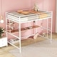 preview thumbnail 13 of 18, Useful Design Metal Loft Bed With Two Shelves and Built-in Dsek, Efficient space, Full Size