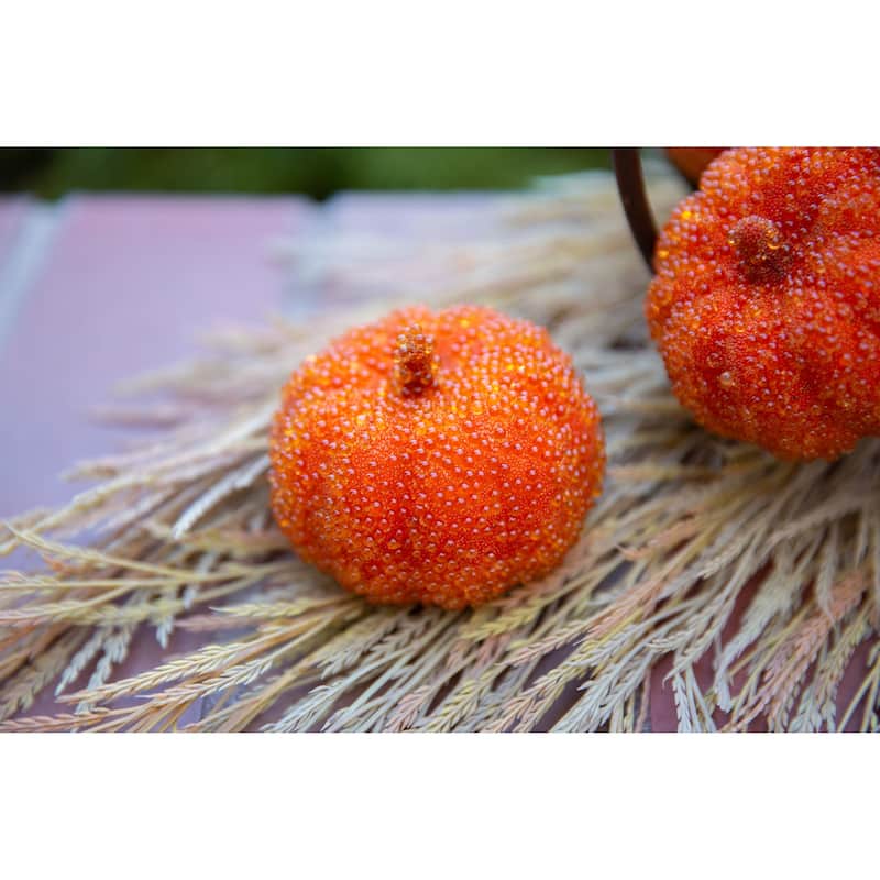 8 Pcs Boxed Beaded Pumpkins - N/A