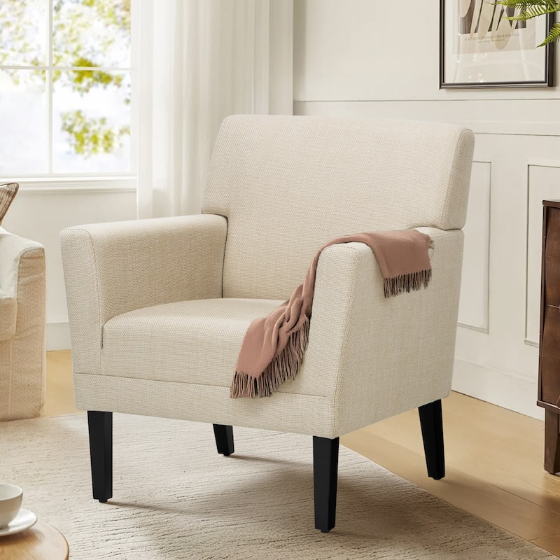 Modern Upholstered Armchair - Plush Fabric Accent Chair for Living Room & Bedroom