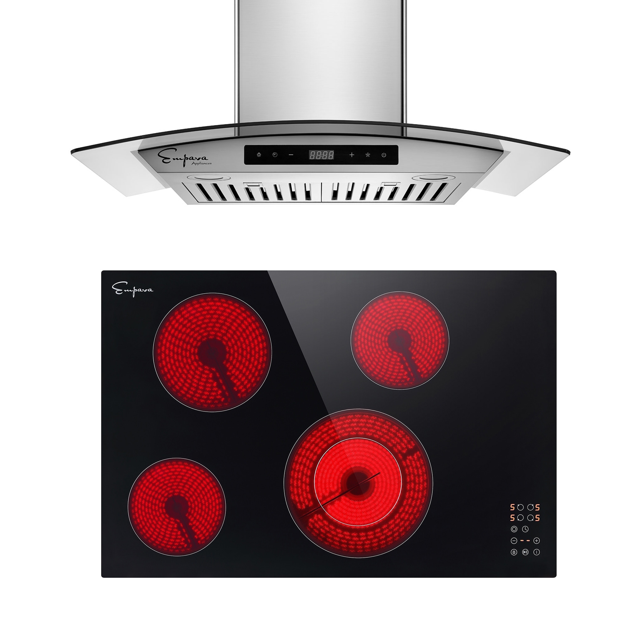 Empava 2 Piece Kitchen Appliances Packages Including 30" Radiant Electric Cooktop and 30" Wall Mount Range Hood