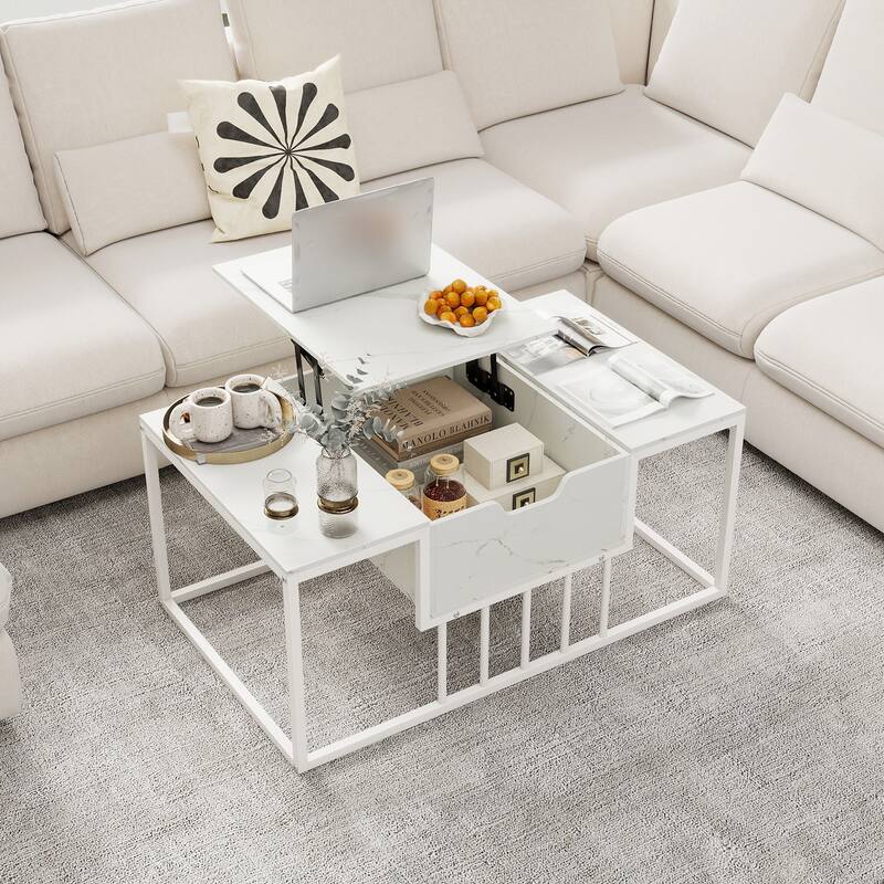 Gymax Lift-Top Coffee Table w/ Hidden Storage & Heavy-Duty Metal Frame