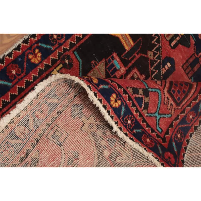 Hand Knotted Oriental 100% Wool Carpet Traditional Tribal Oranges & Rust Heriz Runner Rug - 9' 9'' X 3' 3''