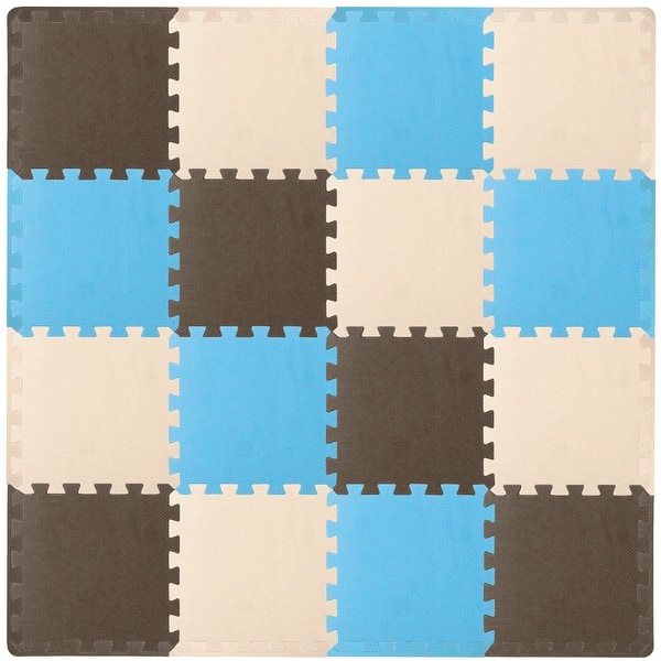 slide 2 of 60, ProsourceFit Kids Solid Floor Play Mat 3/8-in 16 SQ FT - Blue/Brown/Beige