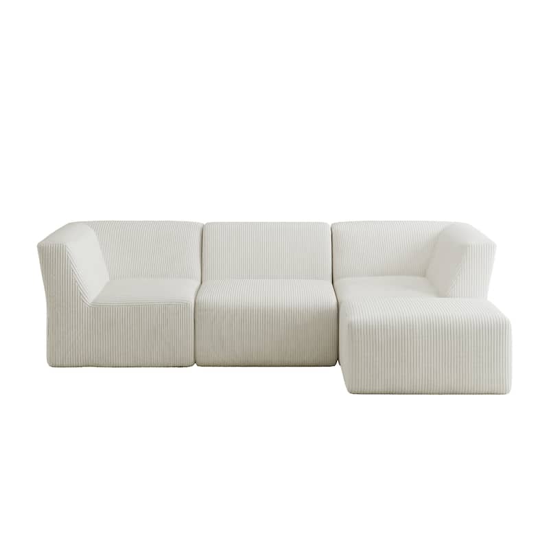 106" W Corduroy Fully Sponge Molded Modular Sectional Sofa