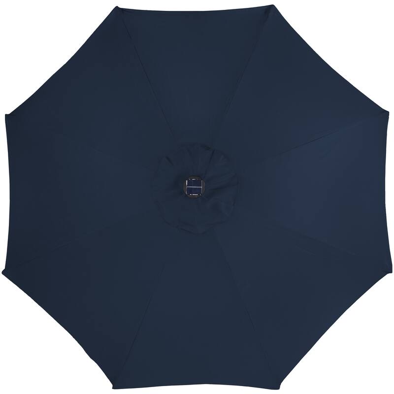 9ft Solar Lighted Outdoor Patio Market Umbrella with Hand Crank and Tilt