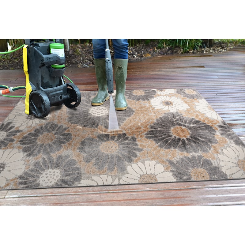 World Rug Gallery Palermo Modern Floral Indoor/Outdoor Area Rug