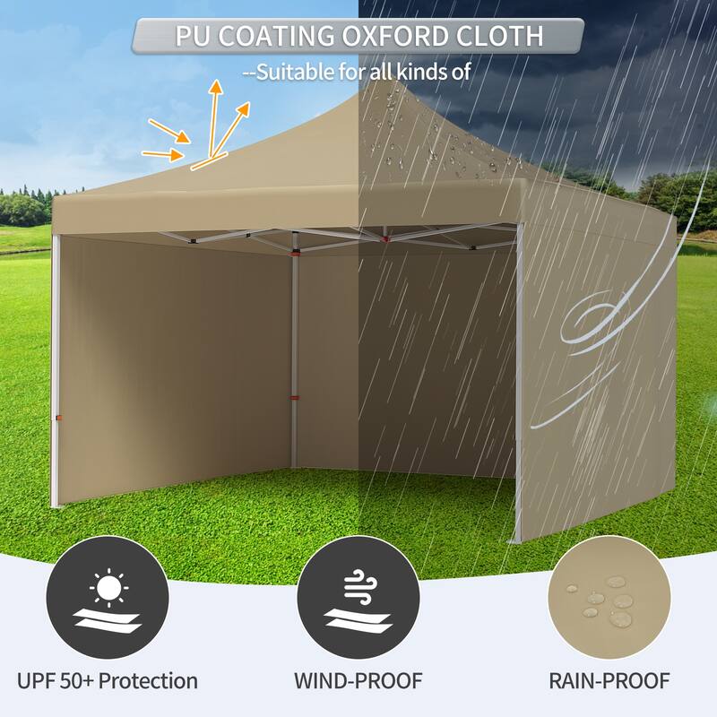 10x10 ft Pop-Up Canopy with 1-Minute Setup, UV Protection, Waterproof, and Adjustable Heights