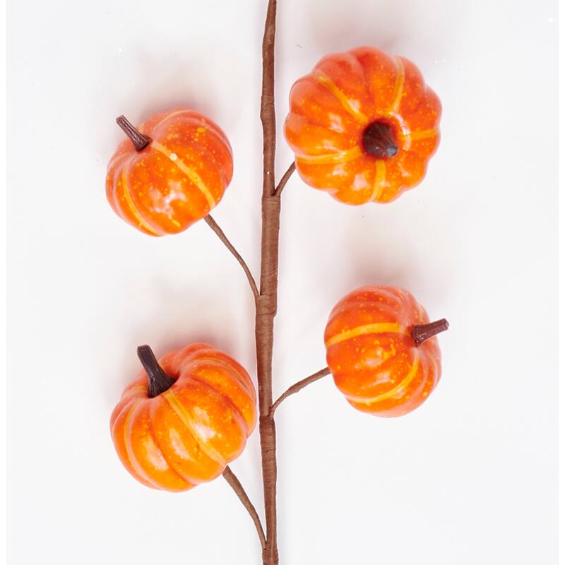 25" Artificial Mini Pumpkin Spray, Orange, Set of 3 - 25