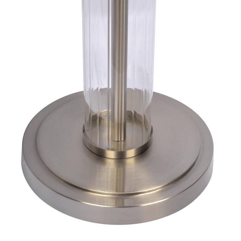 Brushed Nickel Floor Lamp with 3-Way Rotary Switch, Clear Glass Body - Silver grey,White