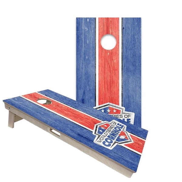 slide 2 of 6, WSOC Stripes Blue and Red Regulation 2x4 Cornhole Board Set All-Weather - Include Carrying Case