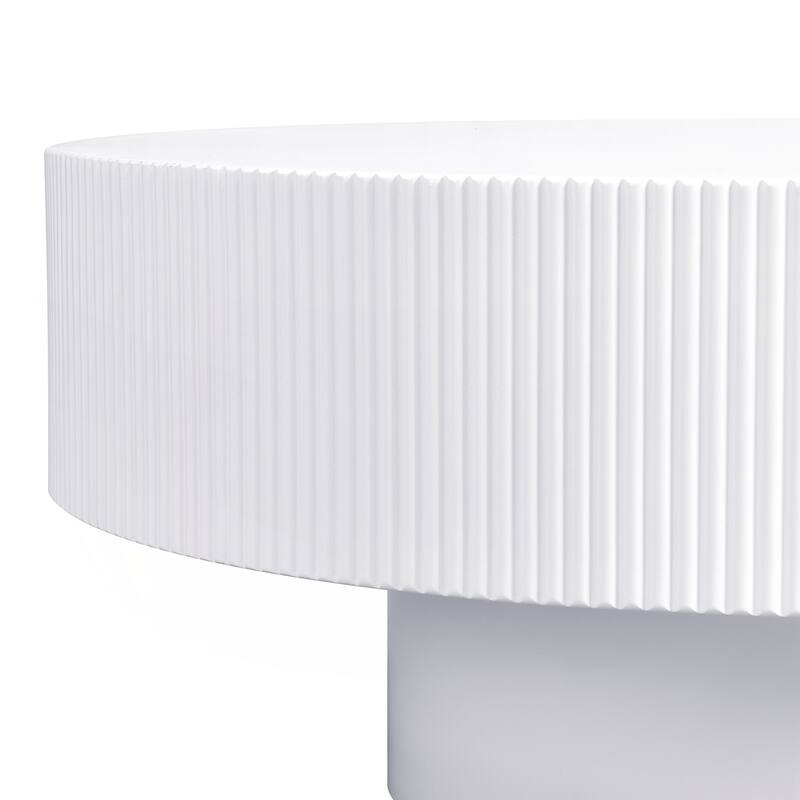 Round Coffee Table with 6.8" Thick Tabletop, Modern Drum End Table