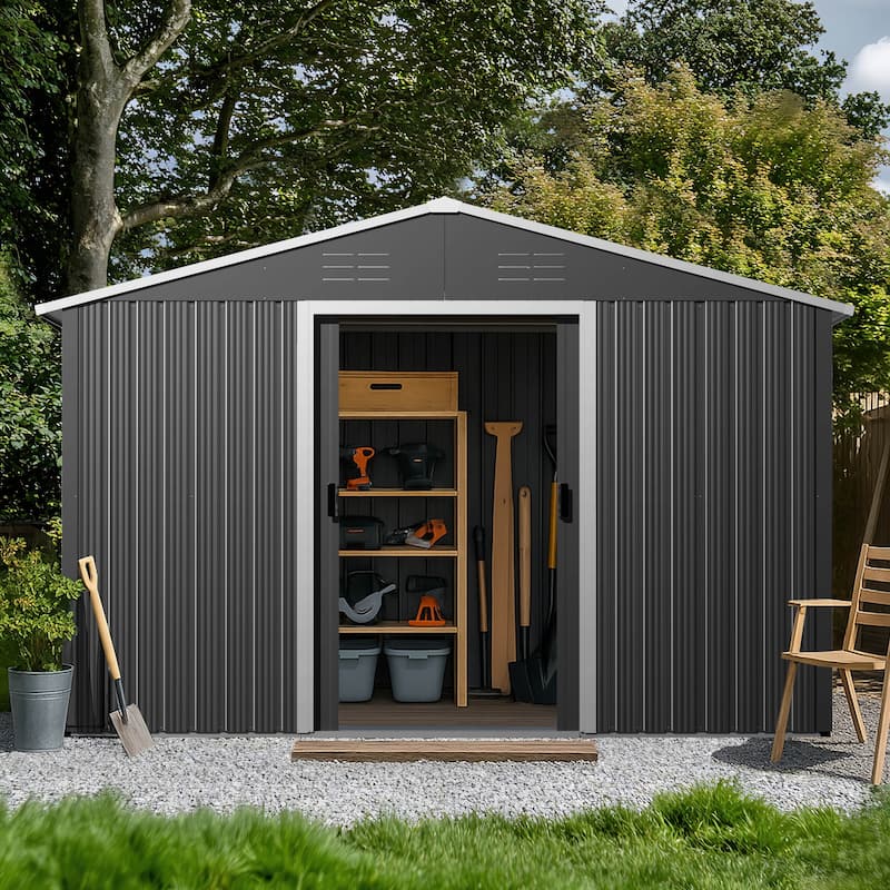 Metal Outdoor Garden Shed Storage Tool Shed with Sliding Doors