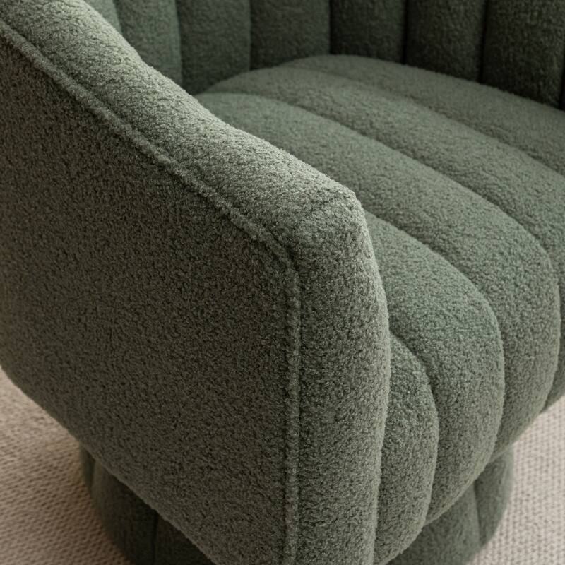 SEYNAR Modern Glam Velvet Upholstered Round Swivel Accent Barrel Chair