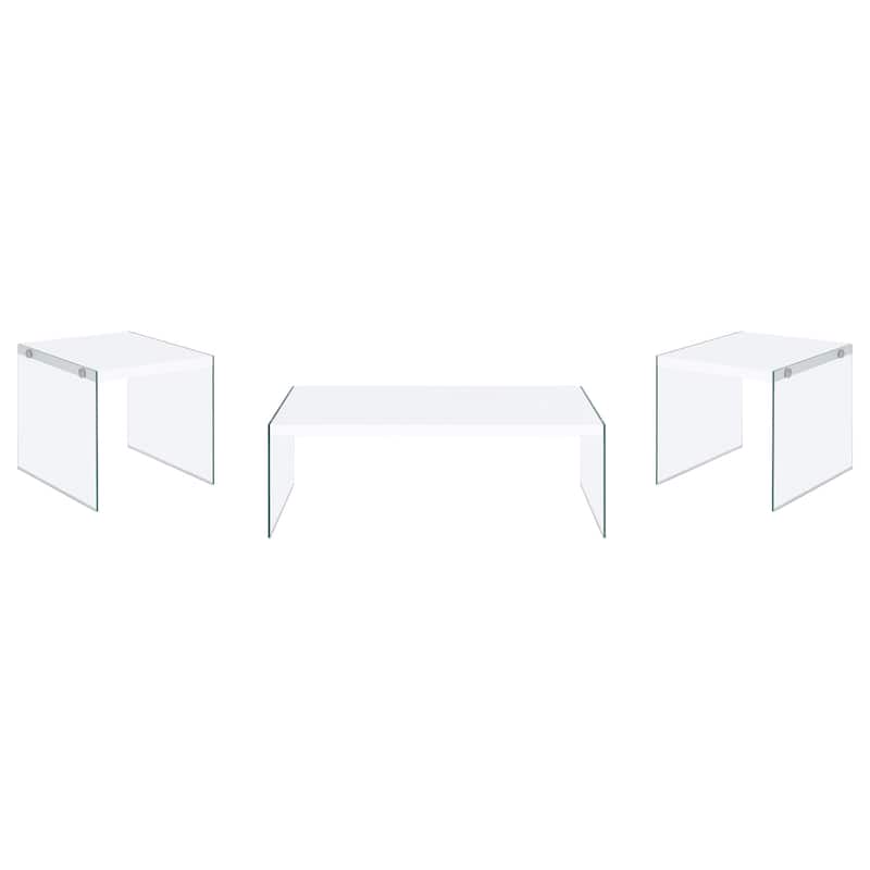 Opal Coffee And End Table Set White High Gloss
