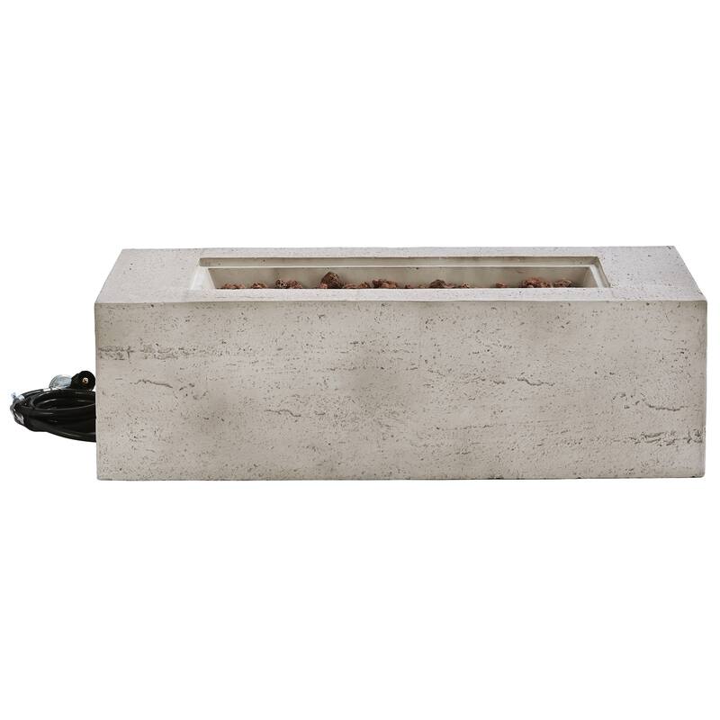 41.9" Outdoor Rectangular Propane Fire Pit 40000 BTU, Heater with Stainless Steel Burner and Free Lava Rocks, Waterproof Cover