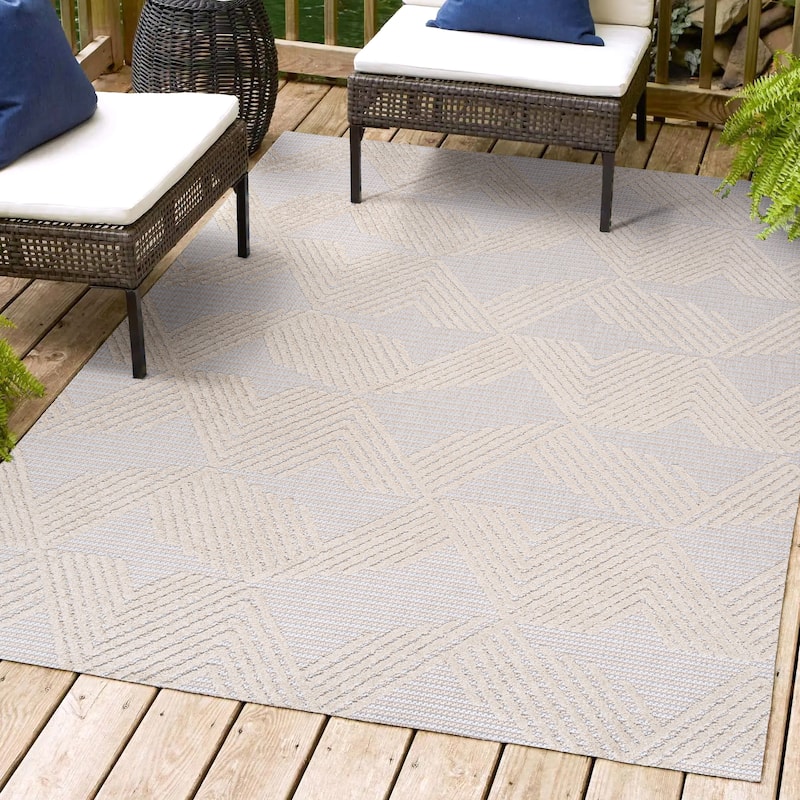 JONATHAN Y Sumak High-Low Pile Art Deco Geometric Indoor/Outdoor Area Rug