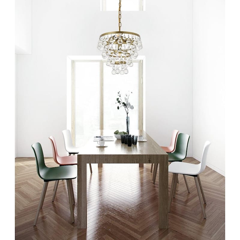 Kora 3-light Crystal Droplet Pendant Lamp - Brass and Clear