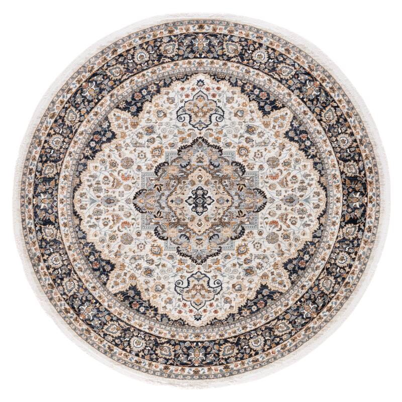 SAFAVIEH Lauren Ralph Lauren Metanet Transitional Rug - 6'7" Round - Ivory/Navy