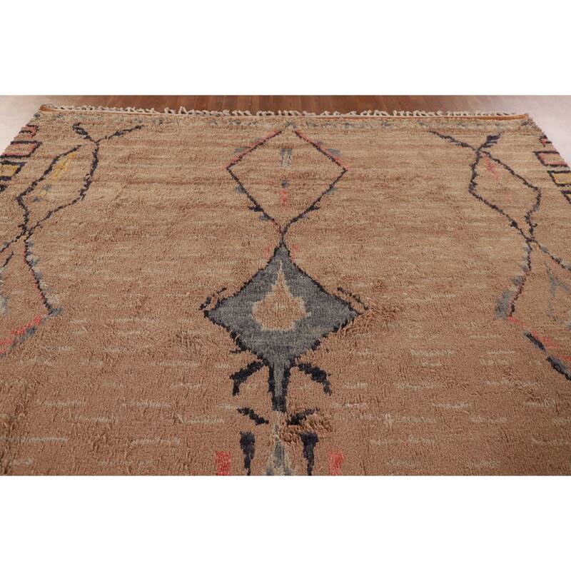 Plush Moroccan Oriental Area Rug Hand-Knotted Wool Carpet - 8'11" x 13'0"