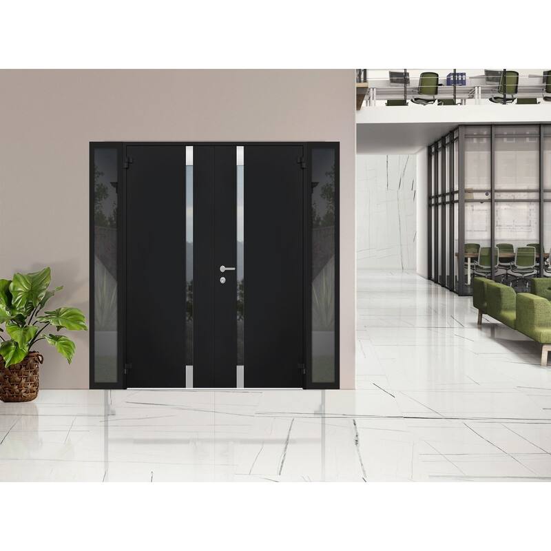VDOMDOORS | Front Door Exterior Door | Fiberglass | Door Slab | 18x80, Black Entry Door Steel Entry Door Prehung Exterior Door