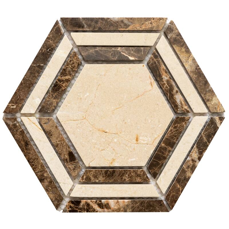 The Tile Life Santorini 4x4 Brown Hexagon Marble Floor & Wall Tile